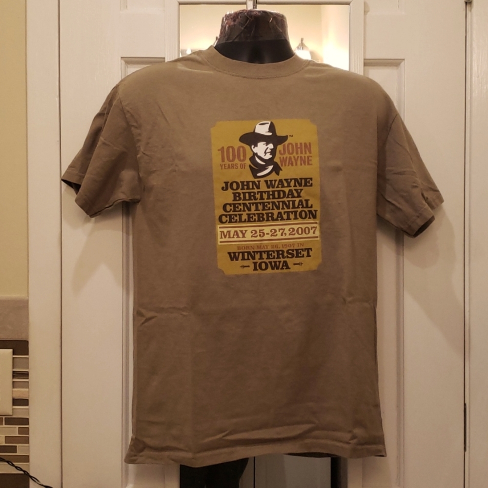 John Wayne Hollywood Icon Actor Cowboy Graphic Western Wear Black T-Shirt M